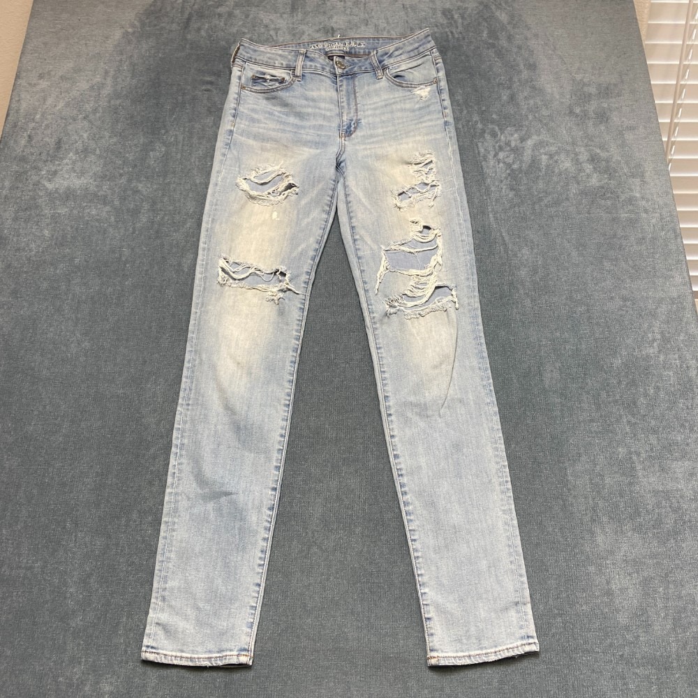 American Eagle Outfitters Super Stretch Jeans Women 10 Blue Denim Cotton Stretch